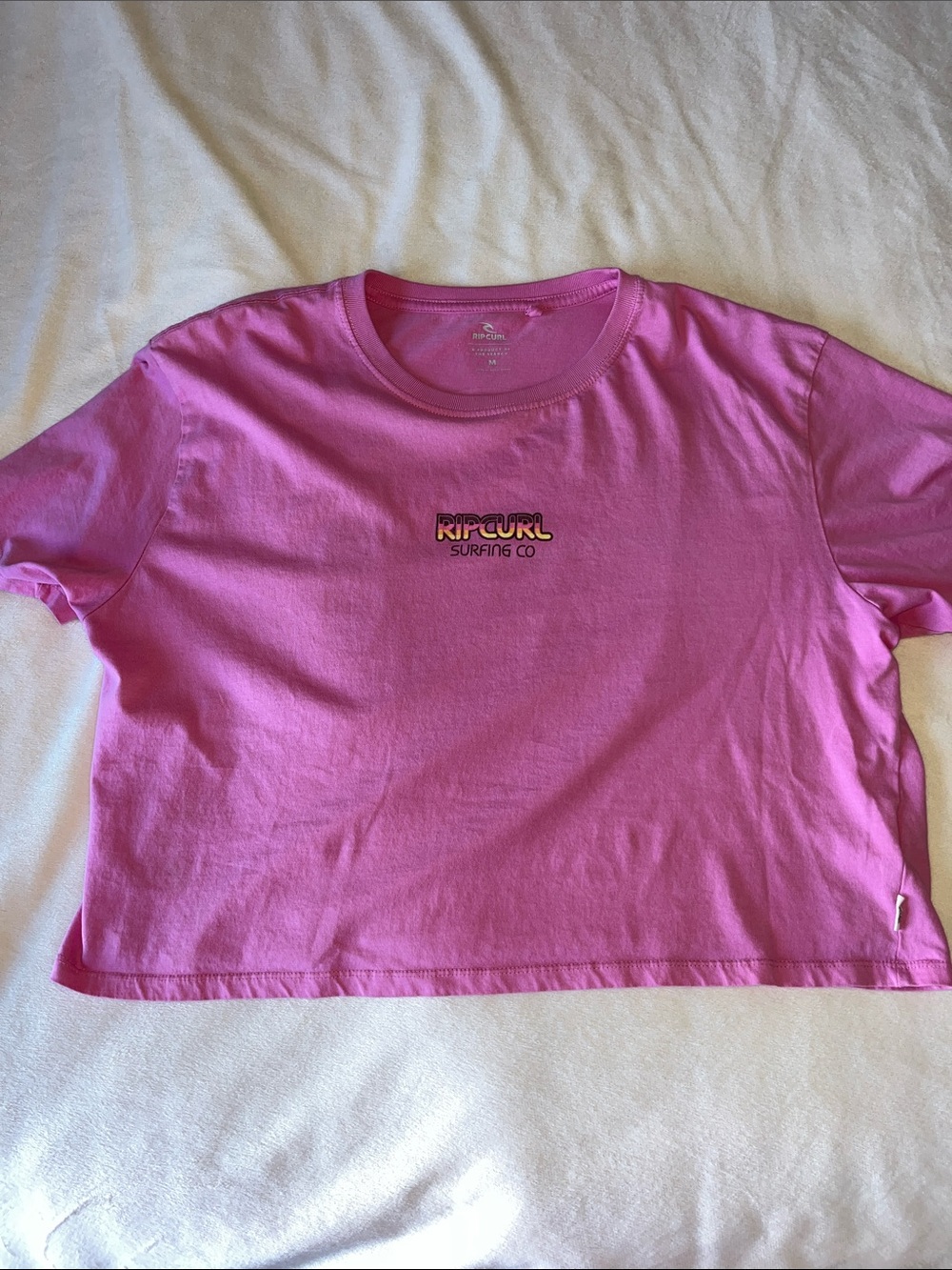 Rip Curl Pink Short-Sleeve Logo Crop Tee